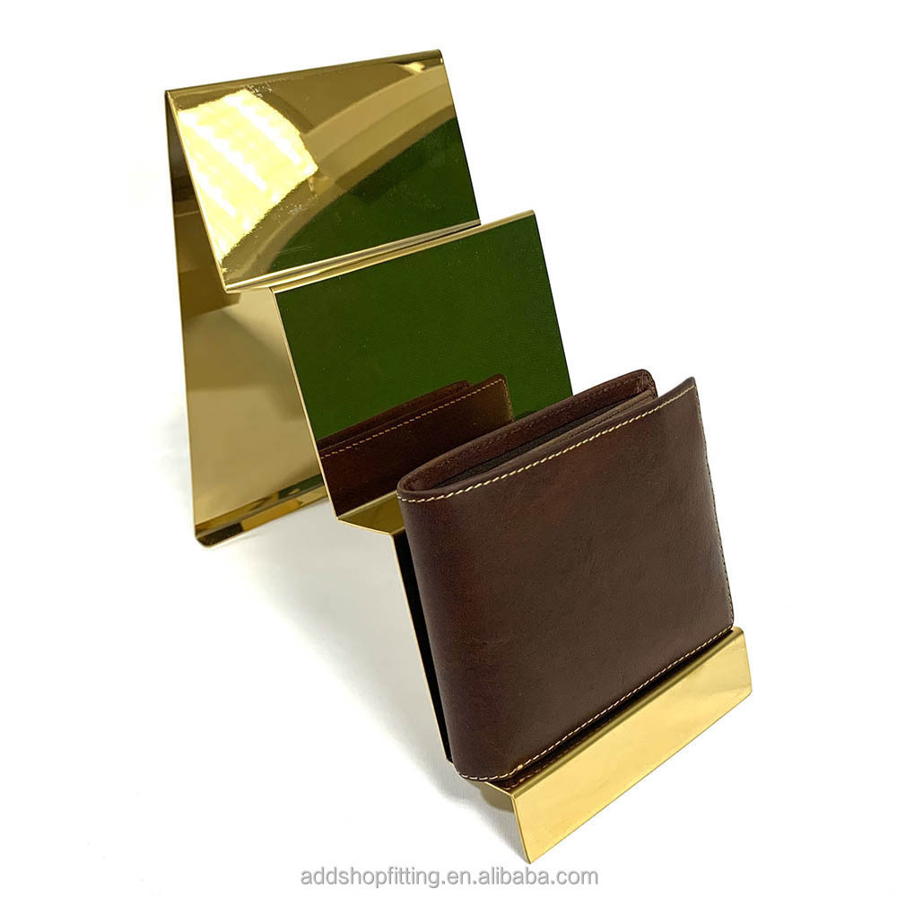 2 layers Gold rack display purse wallet stand for shop