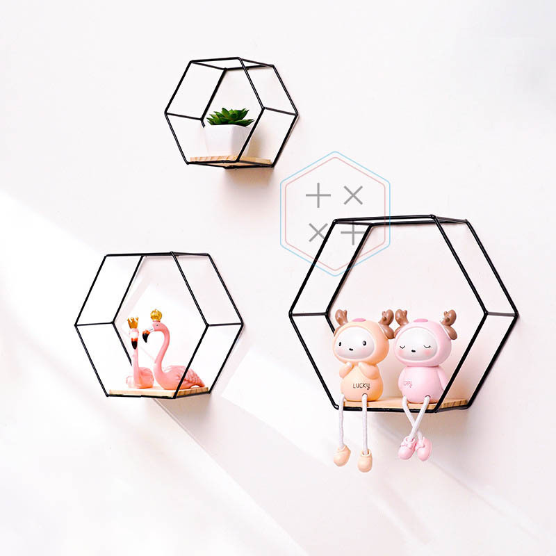 Wall Mounted Hexagon Floating Wall Shelves