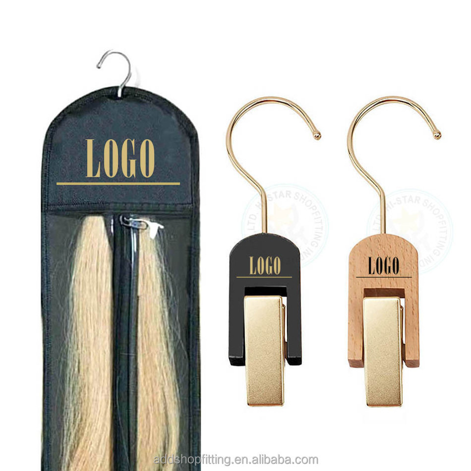 Custom logo packaging storage wig bags with hanger