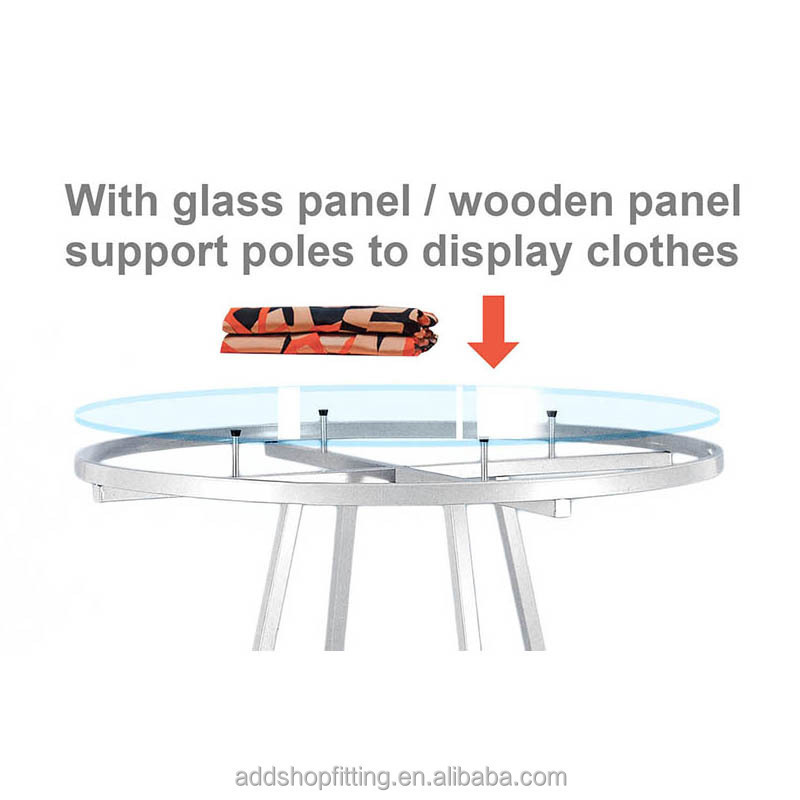 Glass shelf round clothes display clothing rack