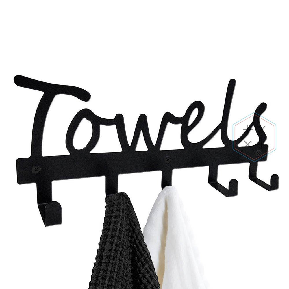 5/6/8 Hooks Black metal Over The Door Towel Holder for Bathroom