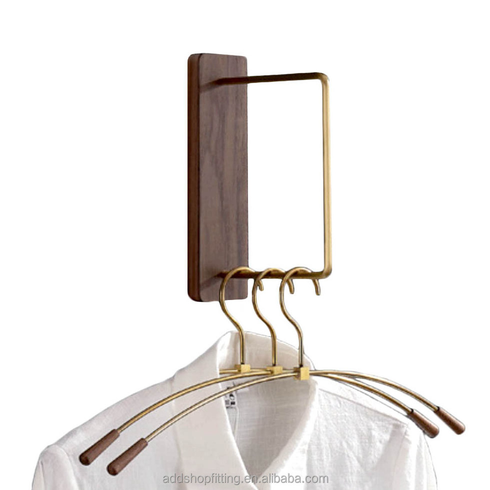 Wood gold clothing rack for wall