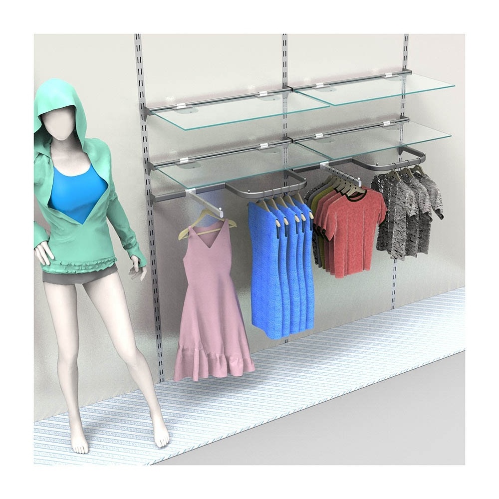 Slotted upright wall U shaped clothes hang rail