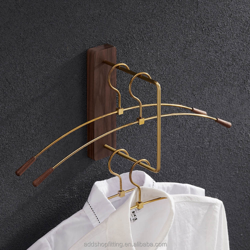 Wood gold clothing rack for wall