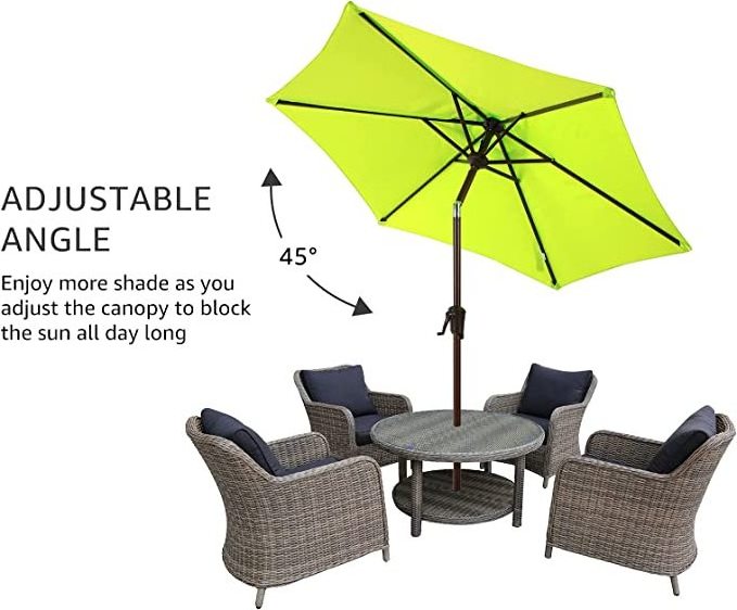 7.5 ft 6 ribs Patio Umbrella Outdoor Table Market Umbrella with Push Button Tilt and Crank