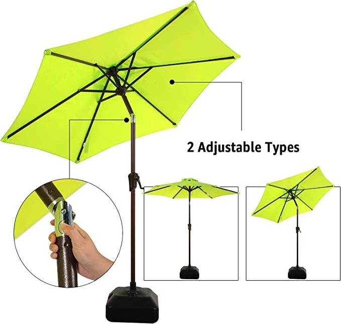 7.5 ft 6 ribs Patio Umbrella Outdoor Table Market Umbrella with Push Button Tilt and Crank