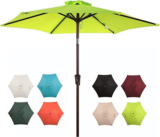 7.5 ft 6 ribs Patio Umbrella Outdoor Table Market Umbrella with Push Button Tilt and Crank