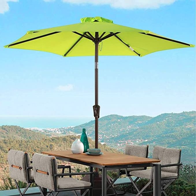 7.5 ft 6 ribs Patio Umbrella Outdoor Table Market Umbrella with Push Button Tilt and Crank