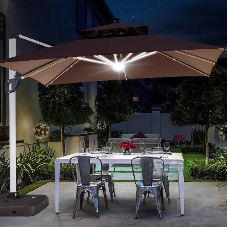 12 FT 8 Ribs Luxury Foldable outdoor yard patio cantilever parasol garden umbrella