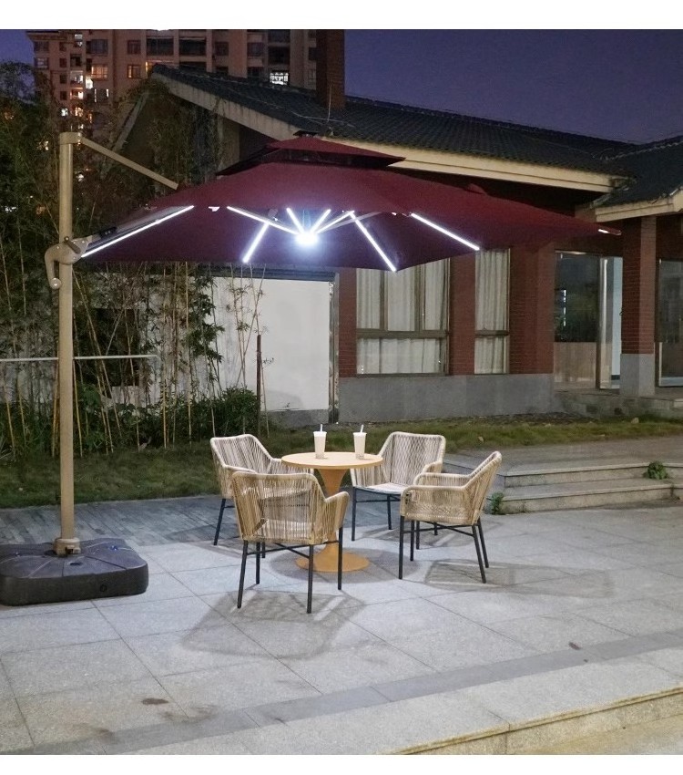 12 FT 8 Ribs Luxury Foldable outdoor yard patio cantilever parasol garden umbrella