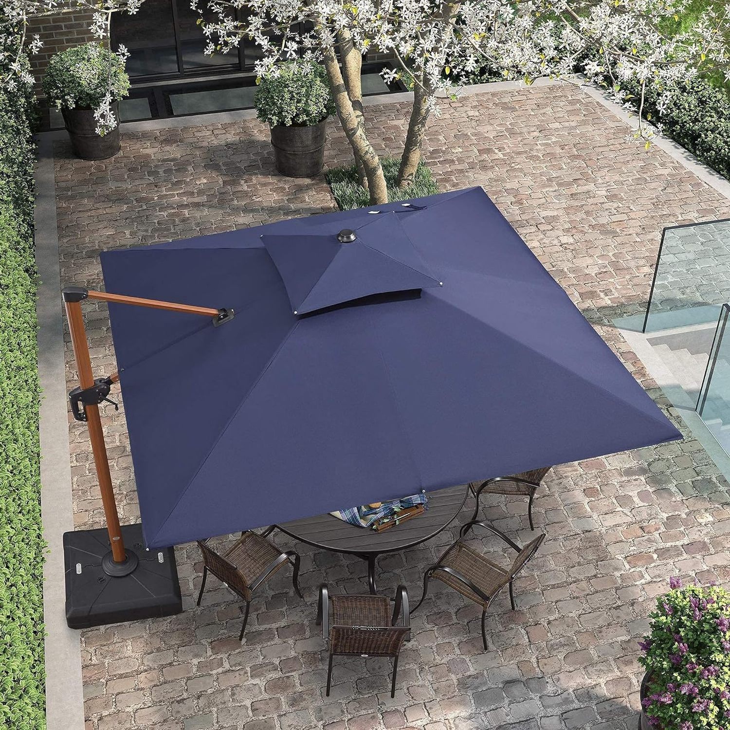 Customized Spain Solution Dyed Acrylic Fabric Patio Summer Garden Cover Outdoor Umbrella For Beach