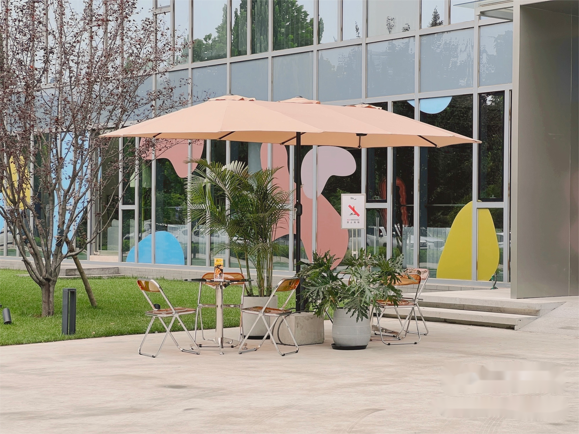 Garden Patio Restaurant Cafe Hotel Aluminium Double Big Parasol Outdoor Umbrella For Patio