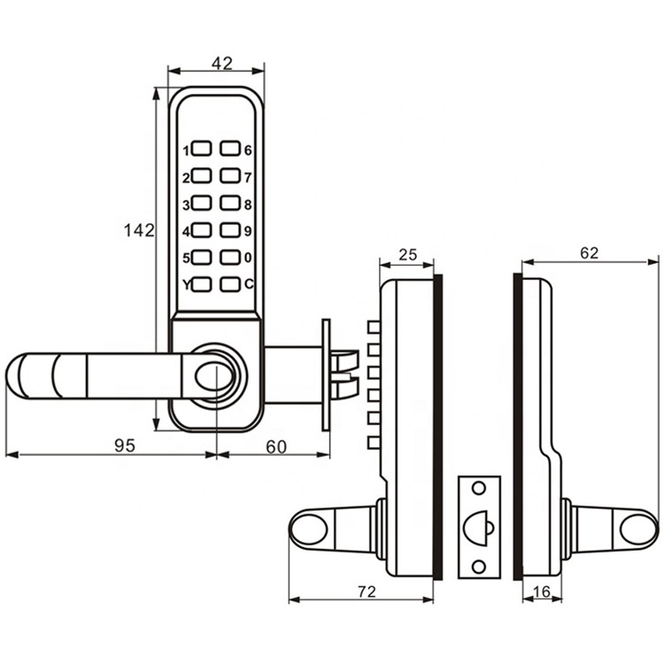 Second generation long handle keyless mechanical digital security code door lock