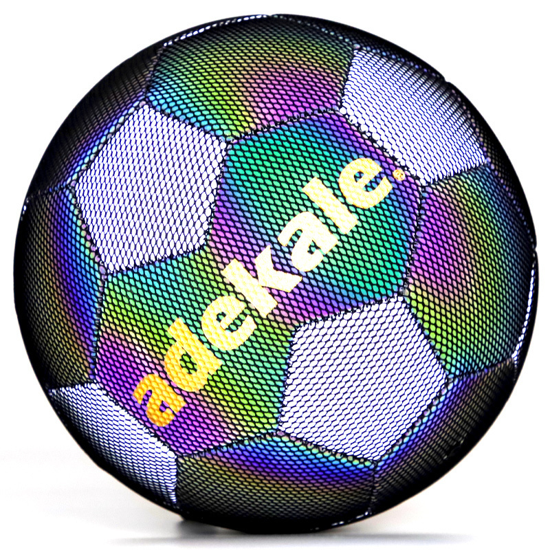 Adekale Holographic Leather Soccer Ball Glowing In The Dark Reflective Official Light Up Soccer Ball