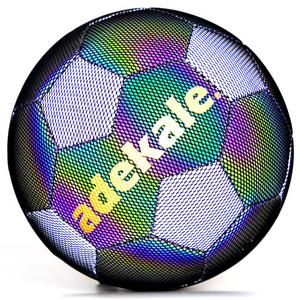 Adekale Holographic Leather Soccer Ball Glowing In The Dark Reflective Official Light Up Soccer Ball