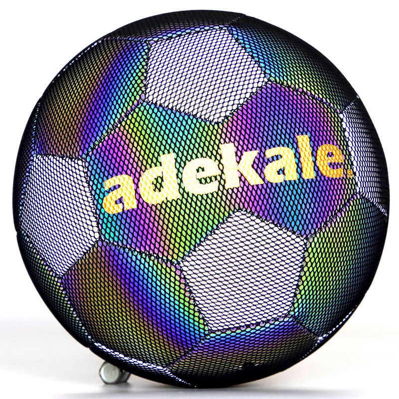 Adekale Holographic Leather Soccer Ball Glowing In The Dark Reflective Official Light Up Soccer Ball