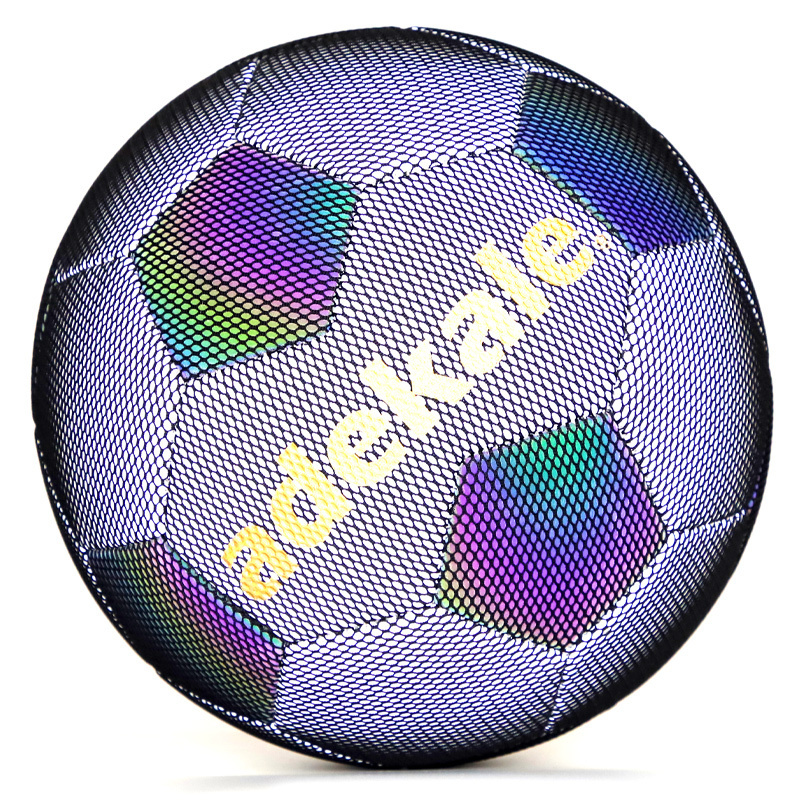 Adekale Holographic Leather Soccer Ball Glowing In The Dark Reflective Official Light Up Soccer Ball