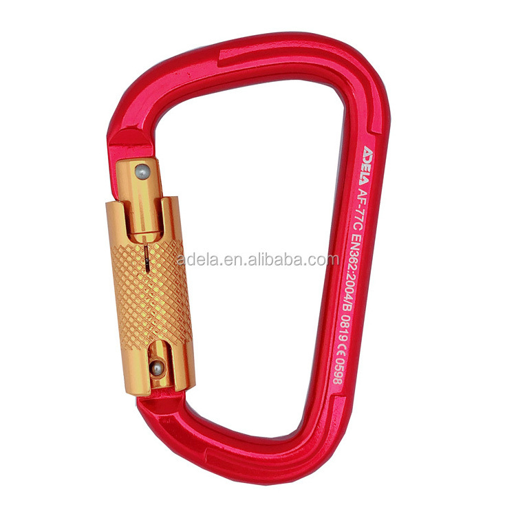 Aluminum O D Shape Auto locking Hanging Rock Climbing Carabiner Triple  Lock