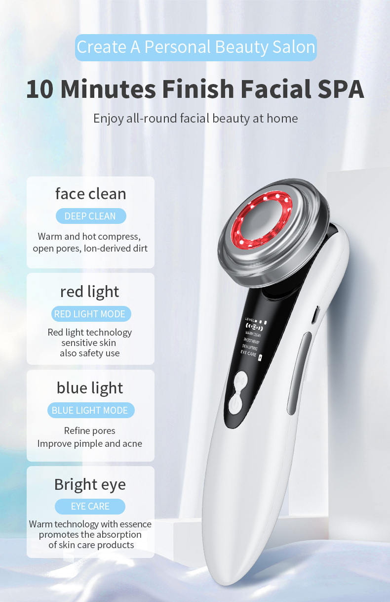 5 In 1 Facial Skin Lifting Device Led Light Photon Therapy Facial Beauty Skin Tightening Machine Photon Face Massager