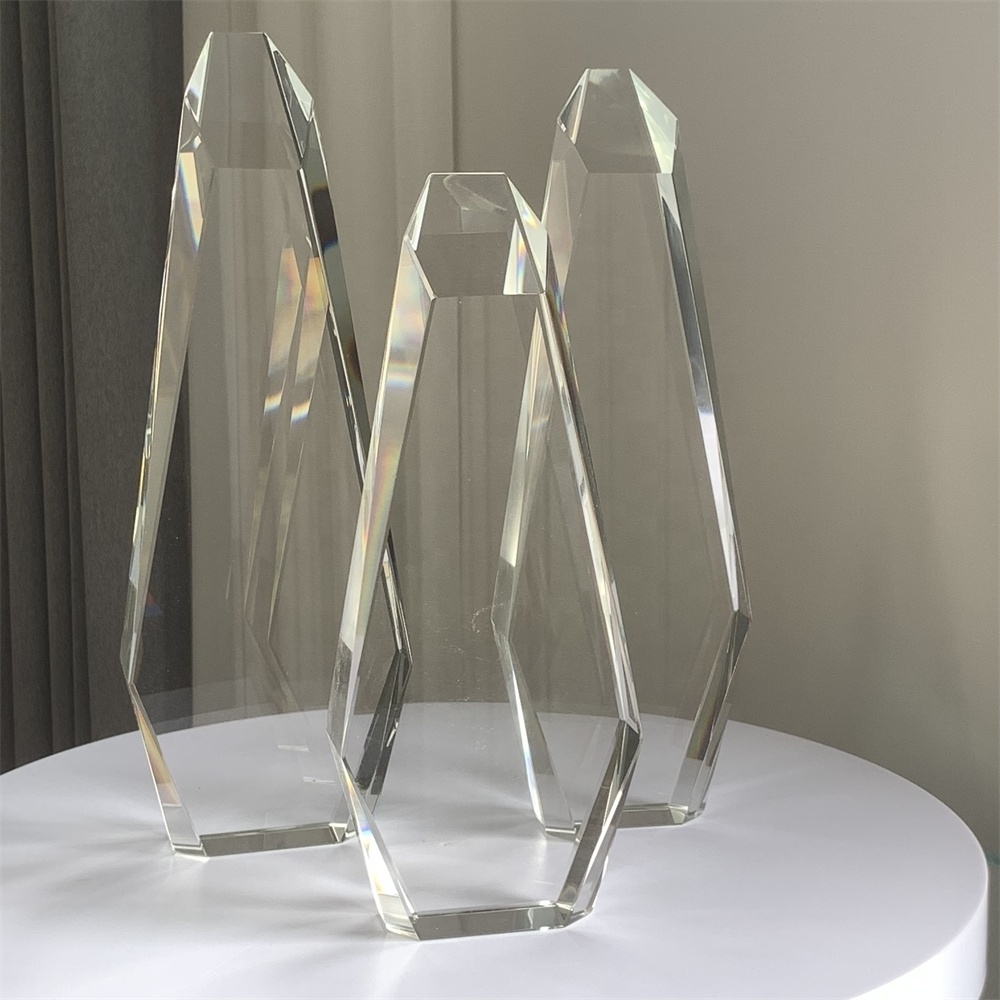 ADL Factory Hot Sale Acrylic Awards K9 Clear Big Crystal Glass Awards Trophies Custom Glass Logo Plaques With UV Laser Logo