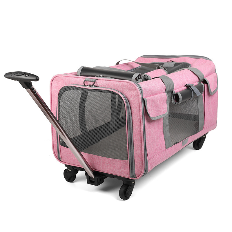 Trolley Cars Carrier Waterproof Folding Dog Travel Bag Vehicle Airline Approved Wheel Pet Rolling Carrier