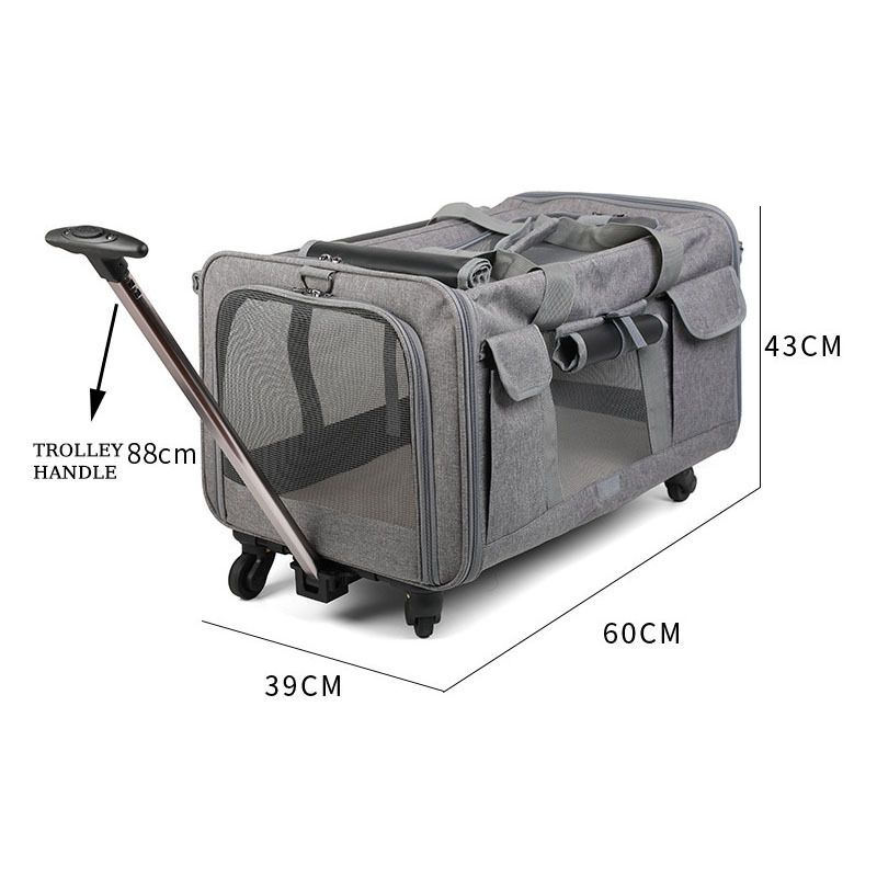 Travel Bag Pet Backpack Case Rolling Carrier Breathable Dog Trolley Bag with Wheels for Small Medium Dogs Cats up to 33 Pounds