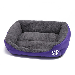 Online Hot Sell Candy Color Machine Washable Warm Pet Bed Dog Cat Sleep Mat Bed With Paw Print