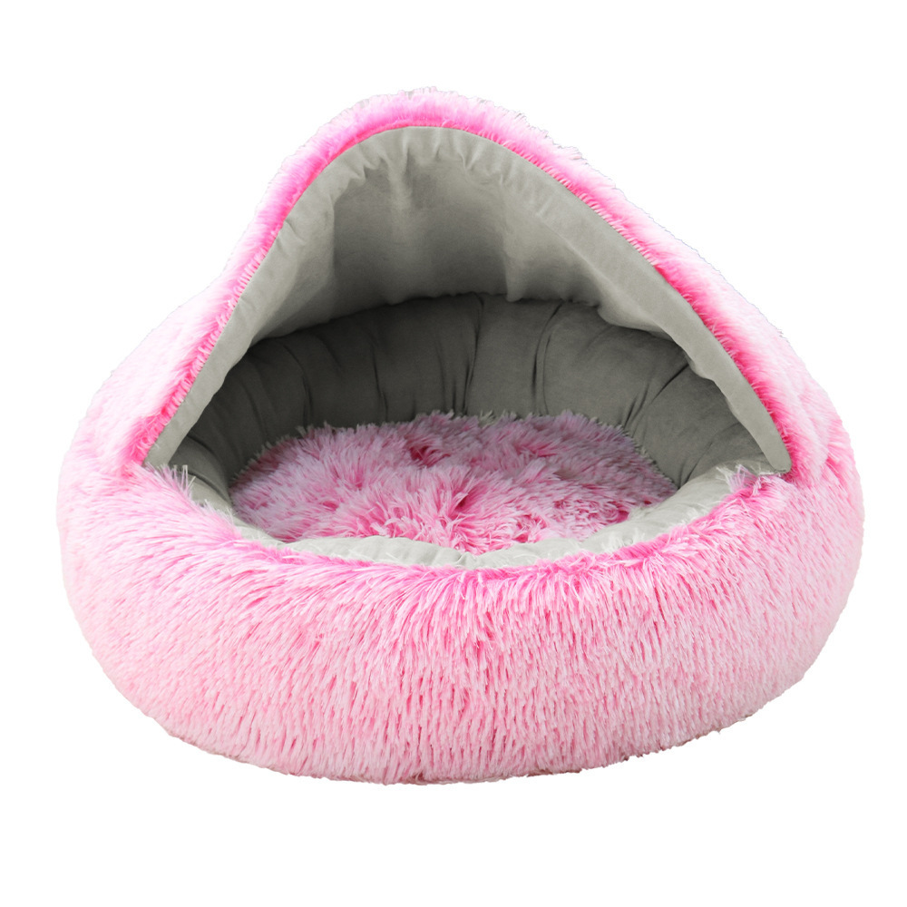 Online Hot Sell Cozy Faux Fur Long Plush Deep Sleep Caved Machine Washable Pet Bed  Dog Cat Heated Pet Bed