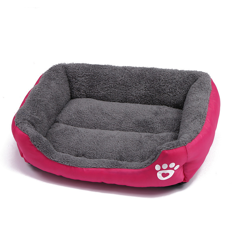 Online Hot Sell Candy Color Machine Washable Warm Pet Bed Dog Cat Sleep Mat Bed With Paw Print