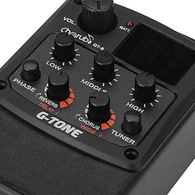 New LCD Tuner with Reverb/Delay/Chorus/Wide Effects+Battery  GT-6 Acoustic Guitar Preamp Piezo Pickup 3-Band EQ Equalizer