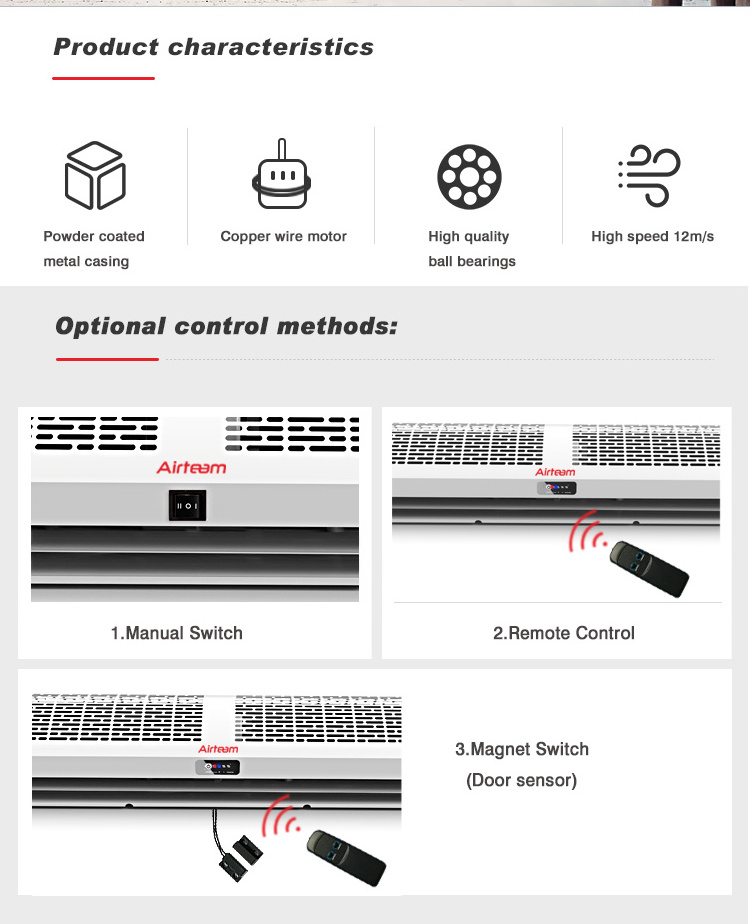 Wholesale OEM Factory Price Full metal shell air curtain Manufacturer Supplier Hot Sale Cross Flow Air Curtain for door