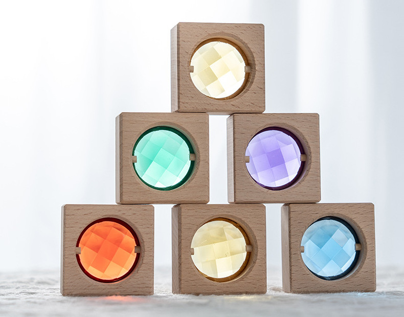 Stunning Acrylic Lucent Transparent Rainbow Color Gem Cubes Blocks Educational Sensory Light Learning Toys Montessori sensory