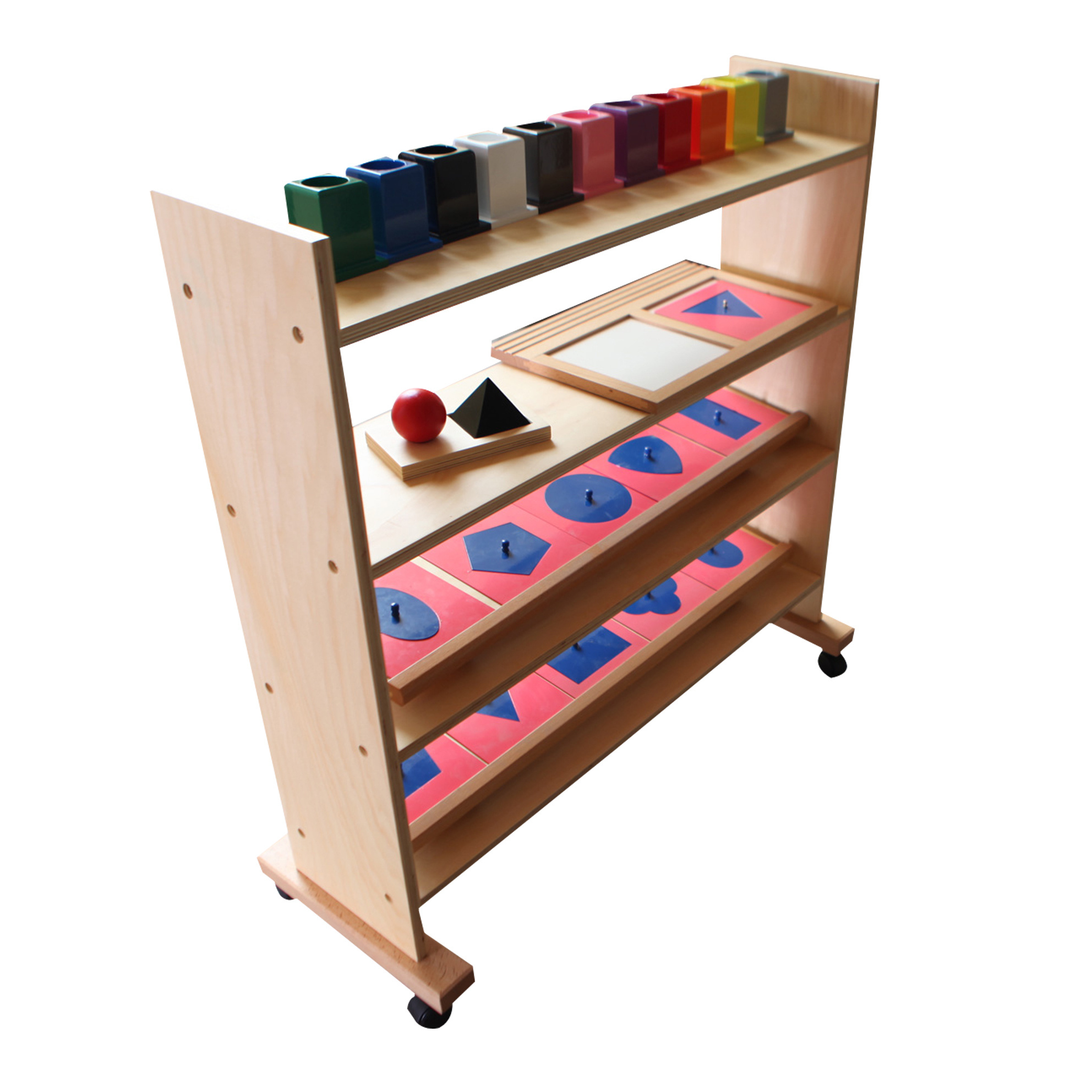 High Quality Montessori Wooden Furniture For Kindergarten And Nursery Classroom Shelving Unit for Metal Inset Material