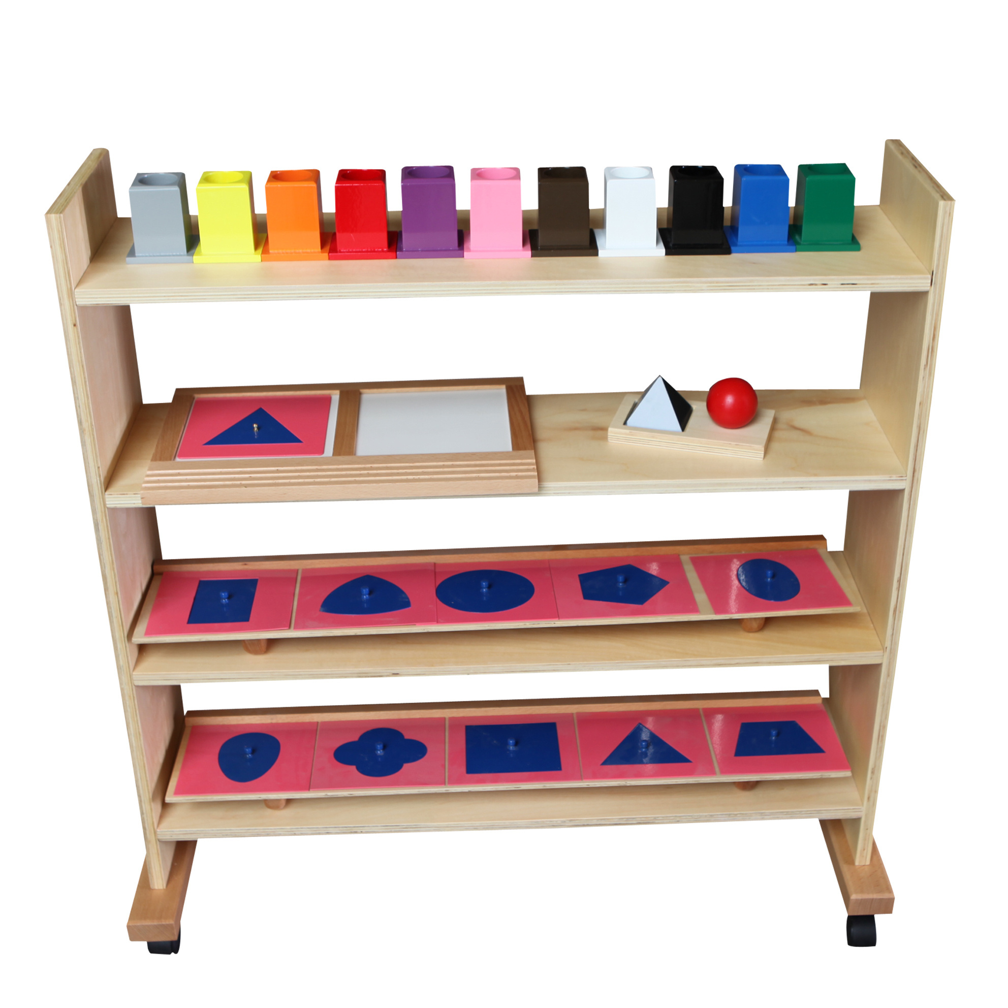 High Quality Montessori Wooden Furniture For Kindergarten And Nursery Classroom Shelving Unit for Metal Inset Material