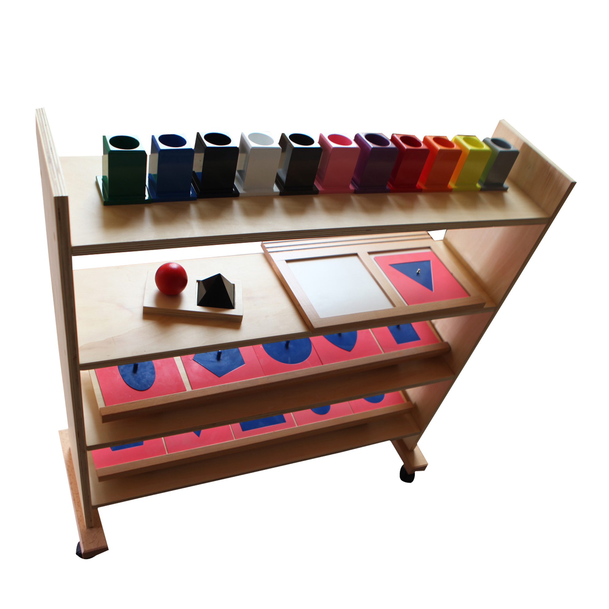 High Quality Montessori Wooden Furniture For Kindergarten And Nursery Classroom Shelving Unit for Metal Inset Material