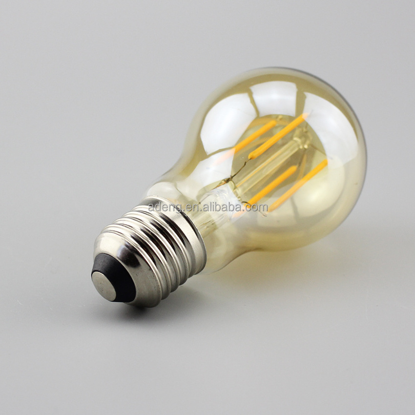 amber color 4W 8W A60 Screw E27 Base A19 LED Filament Bulb replace 100 Watt Incandescent bulb