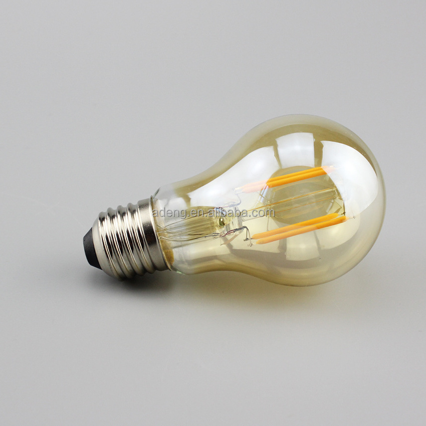 amber color 4W 8W A60 Screw E27 Base A19 LED Filament Bulb replace 100 Watt Incandescent bulb