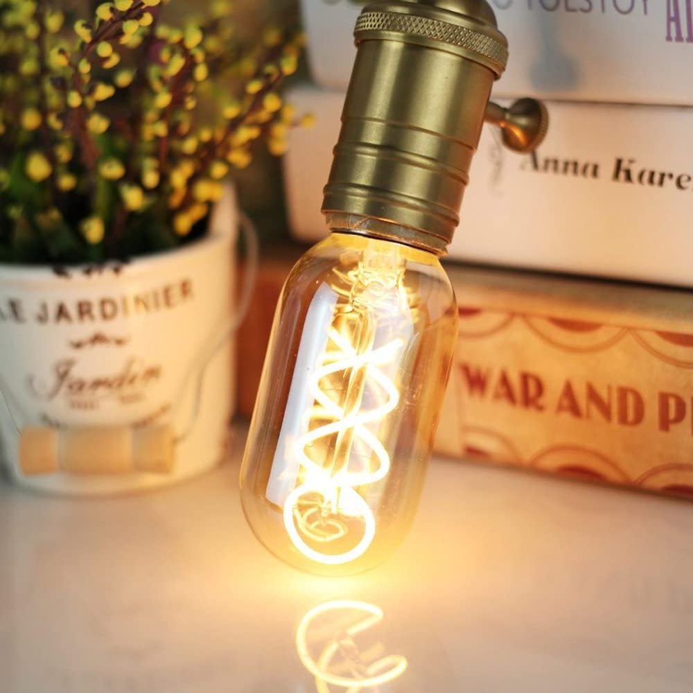 Antique Style Amber Tube 2W E27 E26 Base T45 Vintage Edison bulb Incandescent Old Fashioned led Light Bulb Warm Decorative Lamp