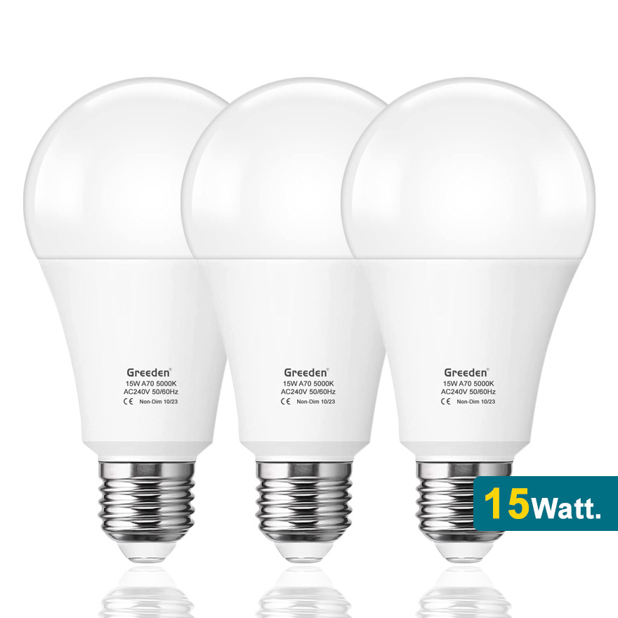 Daylight White 5000K 1350 Lumens A70 15W LED Super Bright Light Bulb for Home Office Store Garage Warehouse Garden