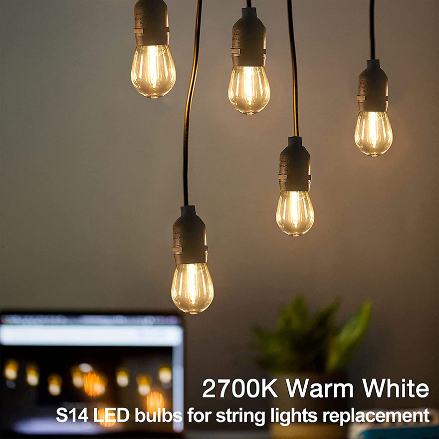 1W LED S14 Replacement Light Bulbs E27 Base Shatterproof Retro Edison Bulbs for Waterproof Outdoor Commercial String Lights