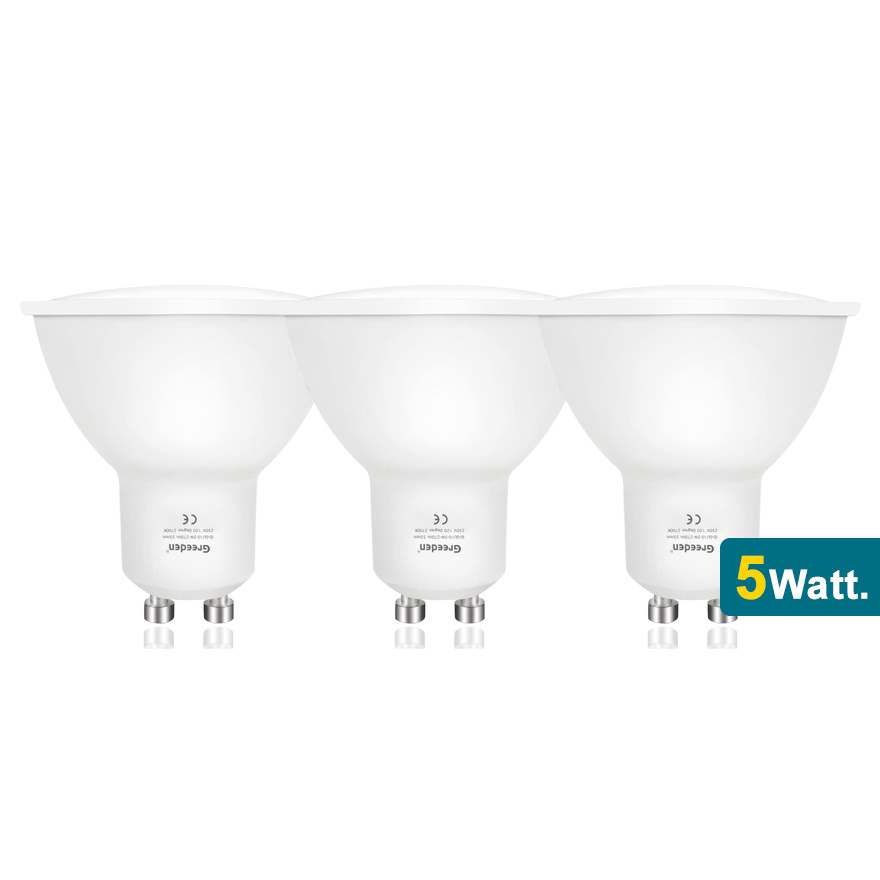 Greeden 2700K 4200K 6000K 230V 120 degree 5W GU10 MR16 LED Spotlight Non Dimmable plastic cup light bulb