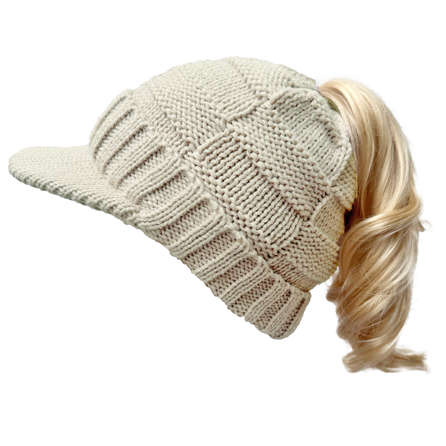 European and American Slough Ponytail Beanie Women Girls Knitted Hats Custom Beanies Hat