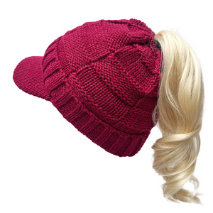 European and American Slough Ponytail Beanie Women Girls Knitted Hats Custom Beanies Hat