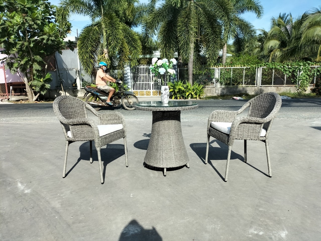 Outdoor Furniture Garden Bar Coffee Set Poly Rattan