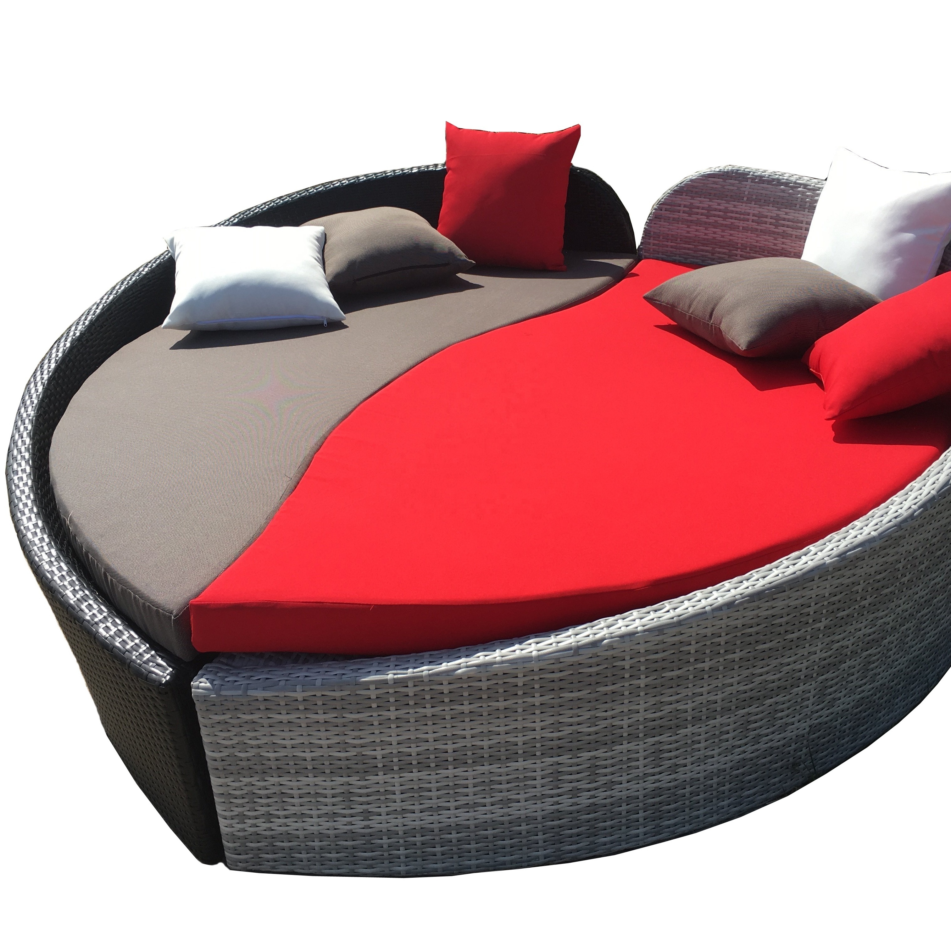 PRSF-057 Poly rattan heart shaped sofa outdoor seating sun lounger bed powder coated aluminum frame outdoor cushion