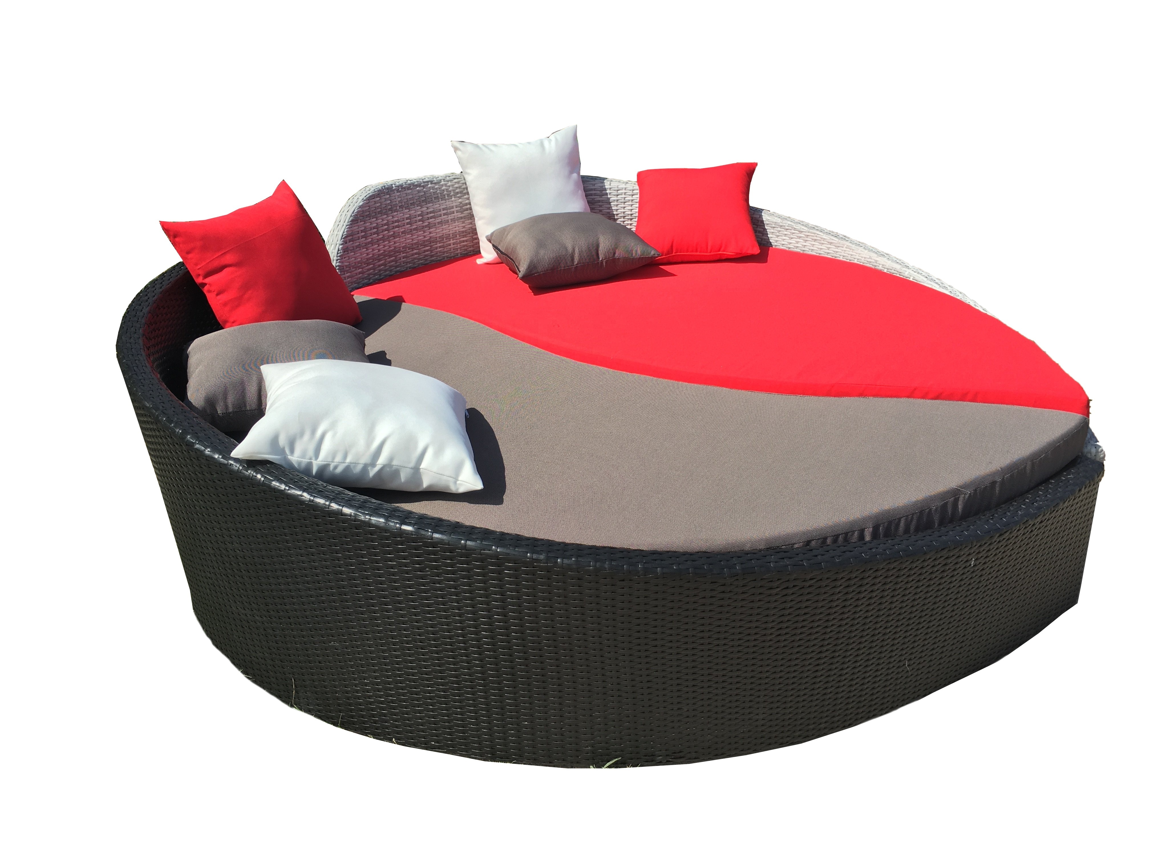 PRSF-057 Poly rattan heart shaped sofa outdoor seating sun lounger bed powder coated aluminum frame outdoor cushion