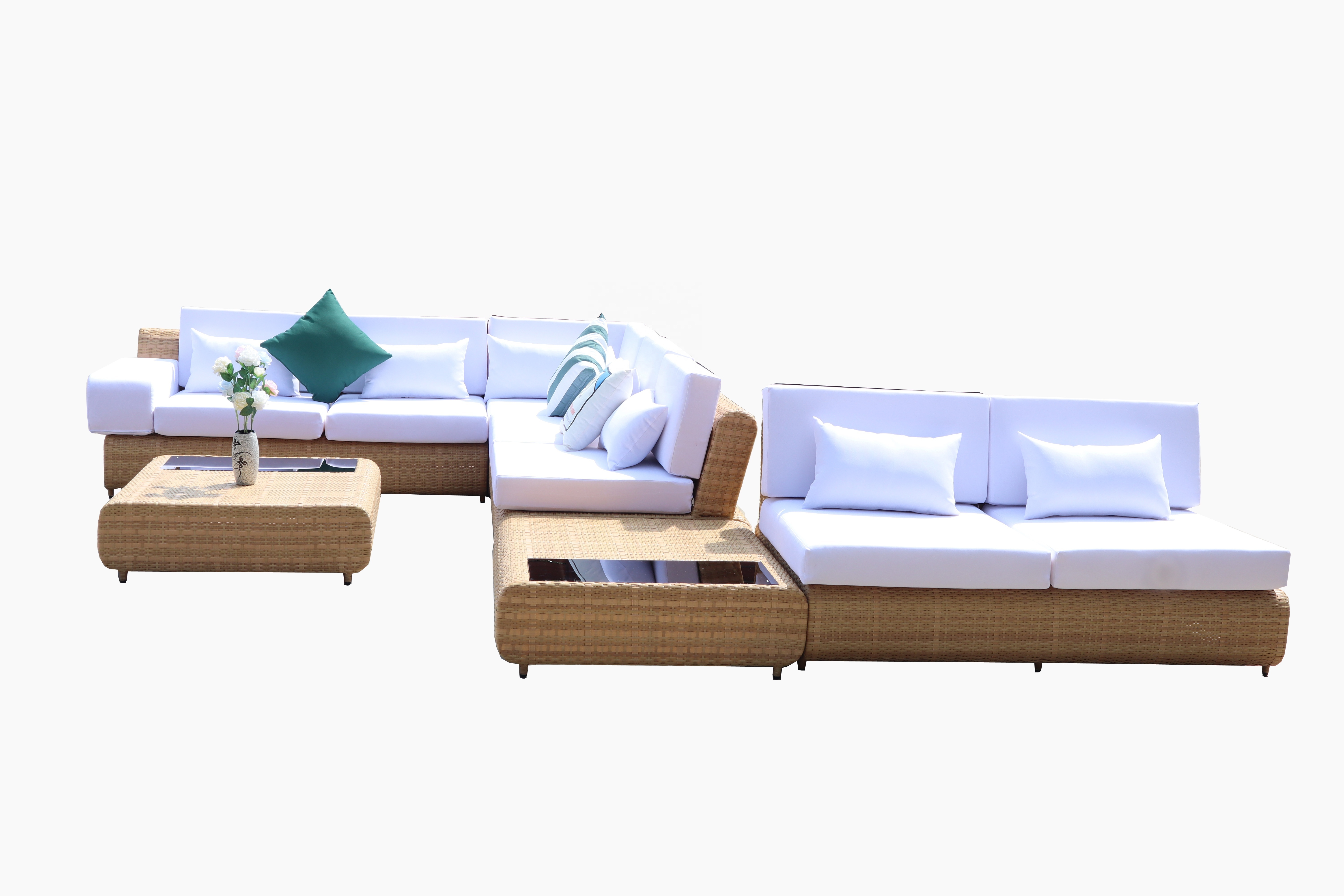 PRSF-LA2 I Shaped Outdoor Sofa Set Garden Patio Sofa Made in Vietnam Wicker Rattan Furniture