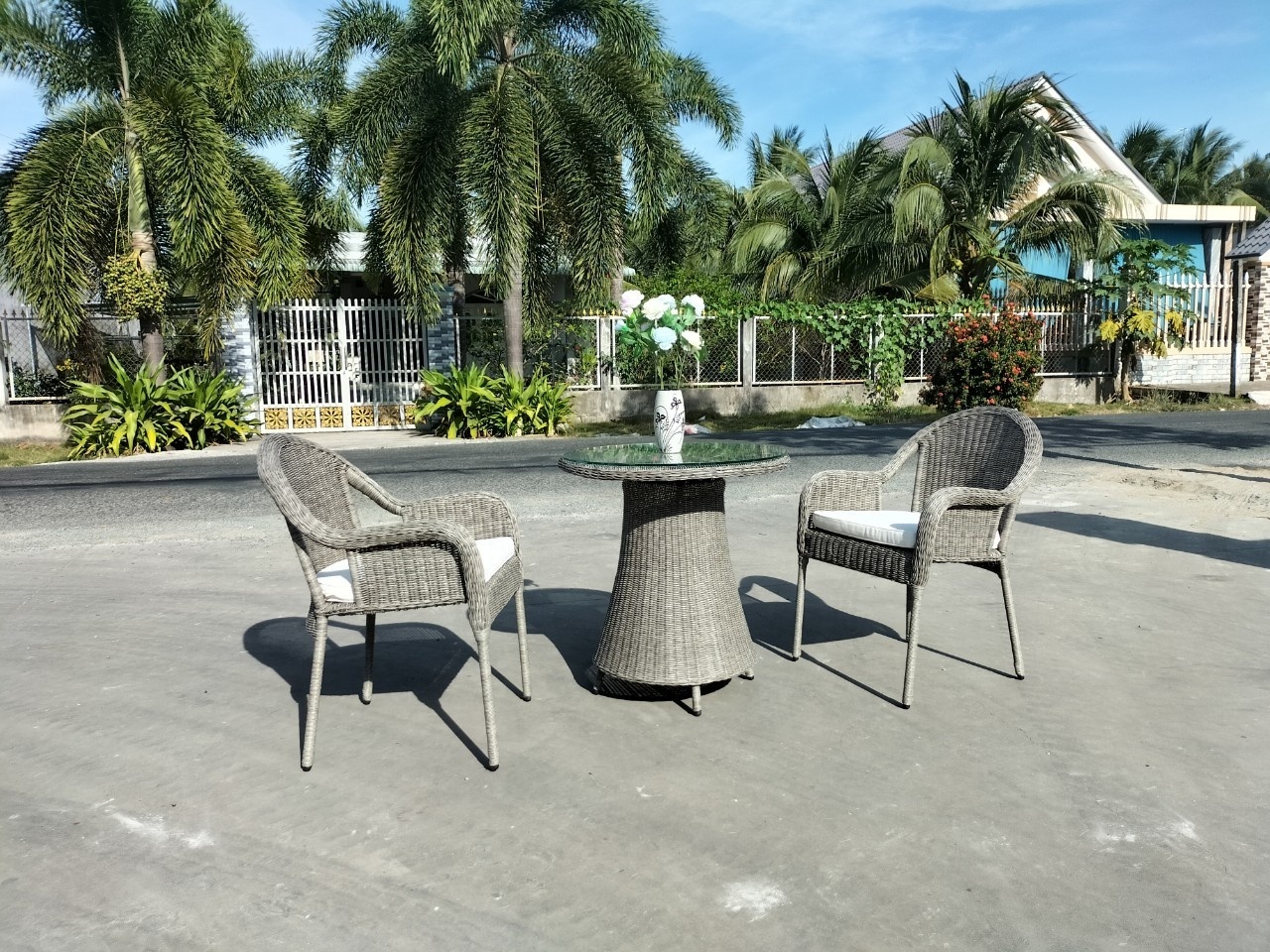 Outdoor Furniture Garden Bar Coffee Set Poly Rattan