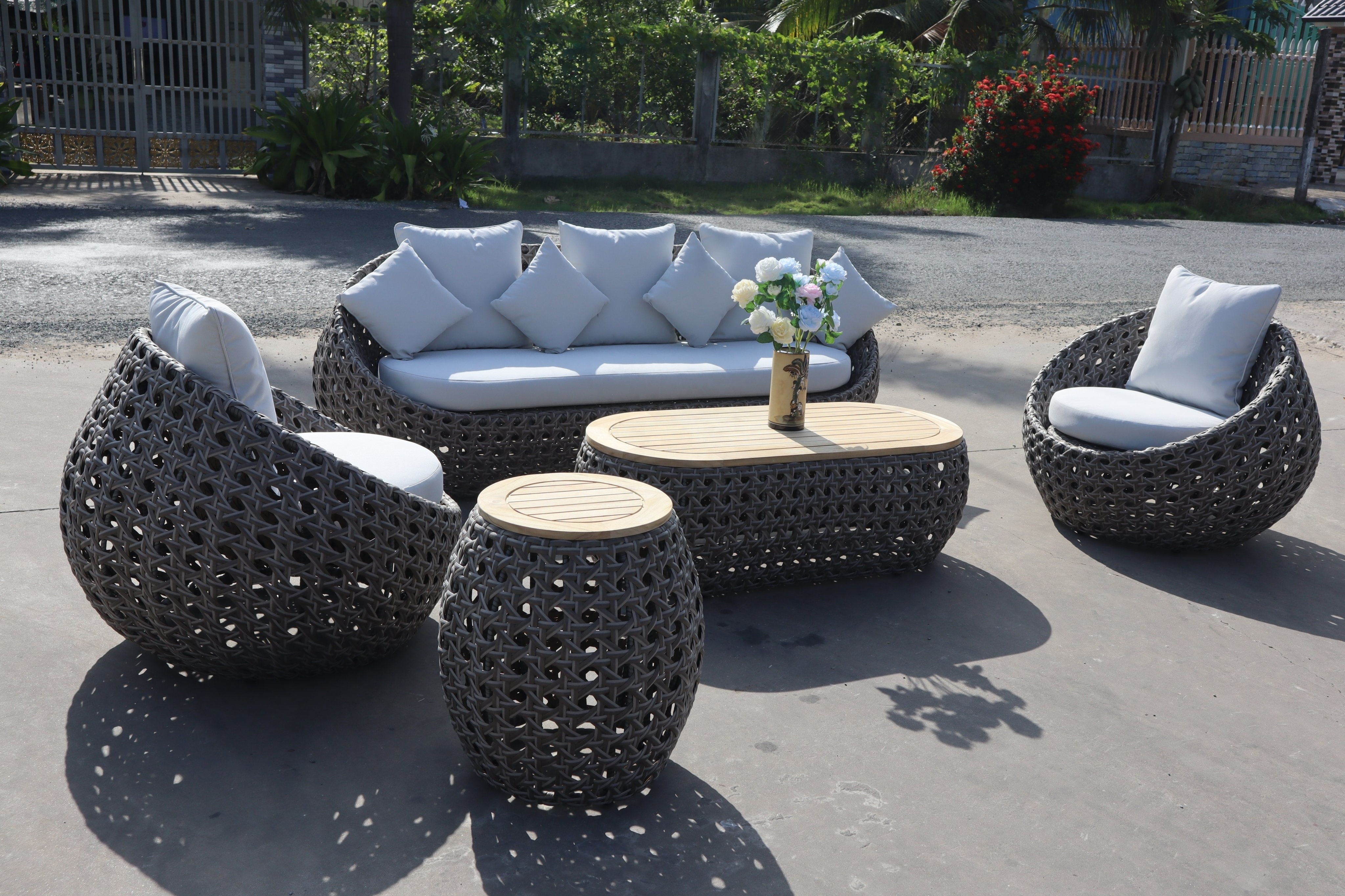 PRSF-VF18-2 Outdoor Garden Sectional Sofa sets I shaped furniture Rattan Wicker Patio Leisure Seating Factory Direct pricing