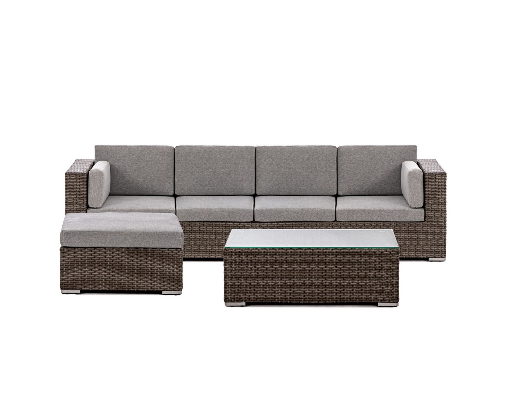 PRSF-131 Outdoor Garden Sofa set Rattan Wicker Furniture Wholesale Factory Price I Shaped All weather Leisure Patio seat Vietnam